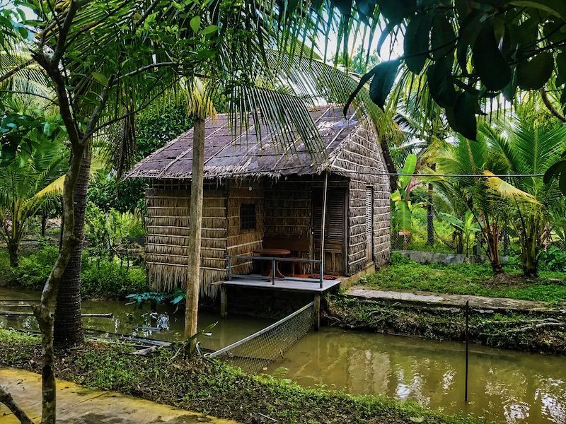 cabaña tipica de homestay donde dormir en el delta del mekong