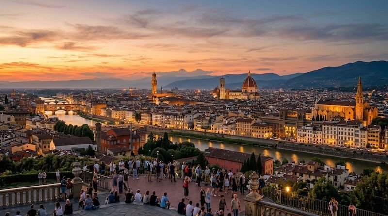 panorámica Florencia atardecer Piazzale Michelangelo Toscana