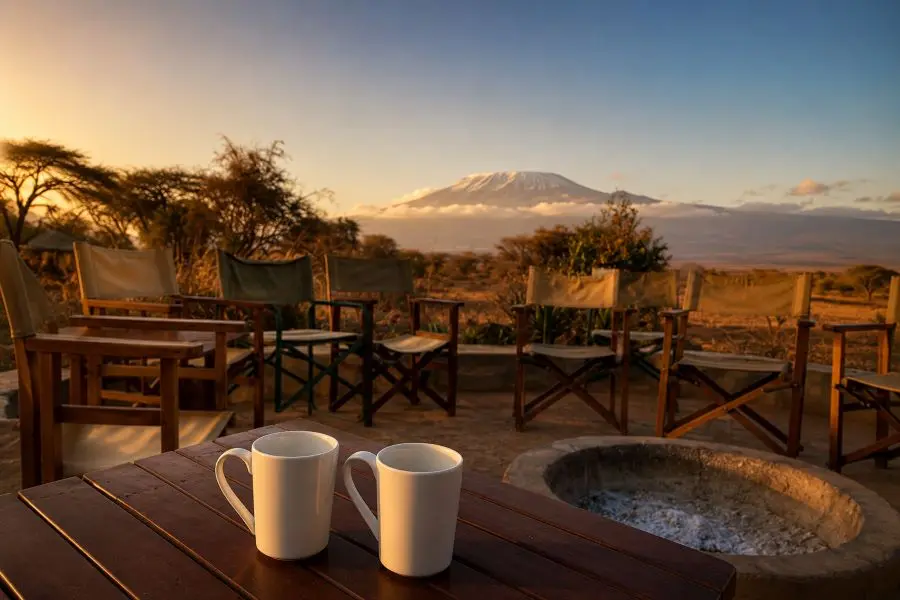 desayuno con vistas al kilimanjaro