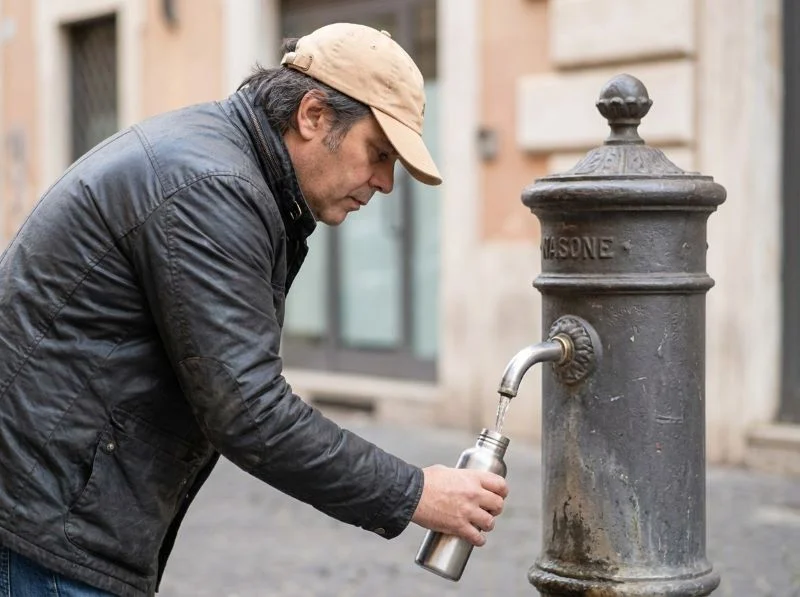 rellenar-botella-agua-fuente-nasone-roma-gratis