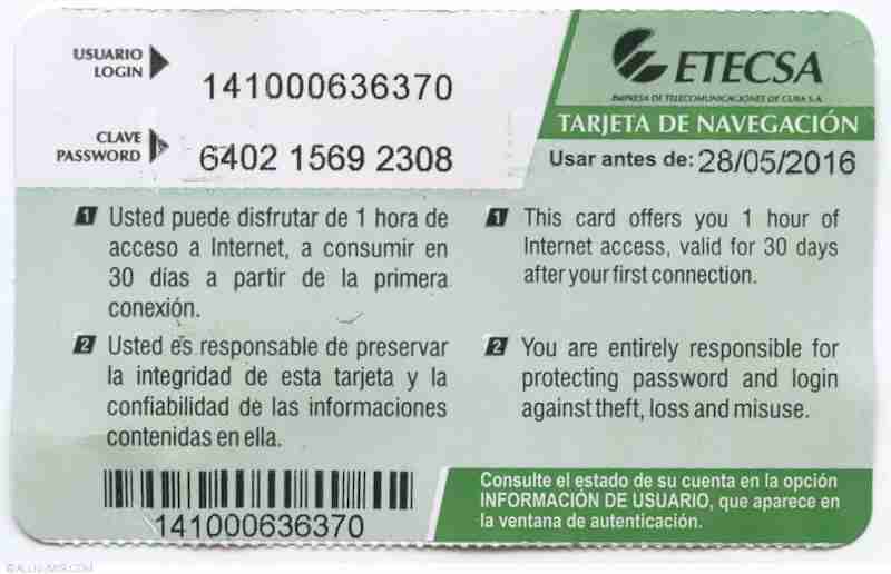 Alt: Tarjeta de internet ETECSA Nauta en Cuba.