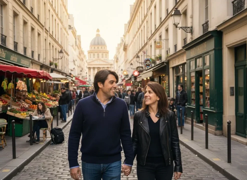 Panthéon de París fachada neoclásica y cúpula mausoleo con turistas